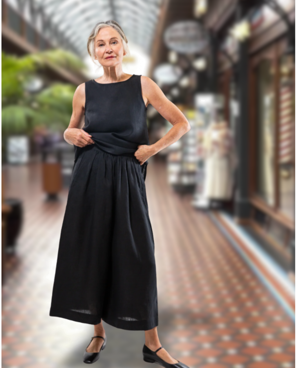 Eva's Sunday | Lauri Culotte | Black | 100% Linen Eva's Sunday | Lauri Culotte | Black | 100% Linen